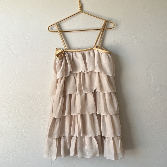 Erin Fetherston Ruffle Dress With Gold Bow Holiday Party - Picture 2 of 5